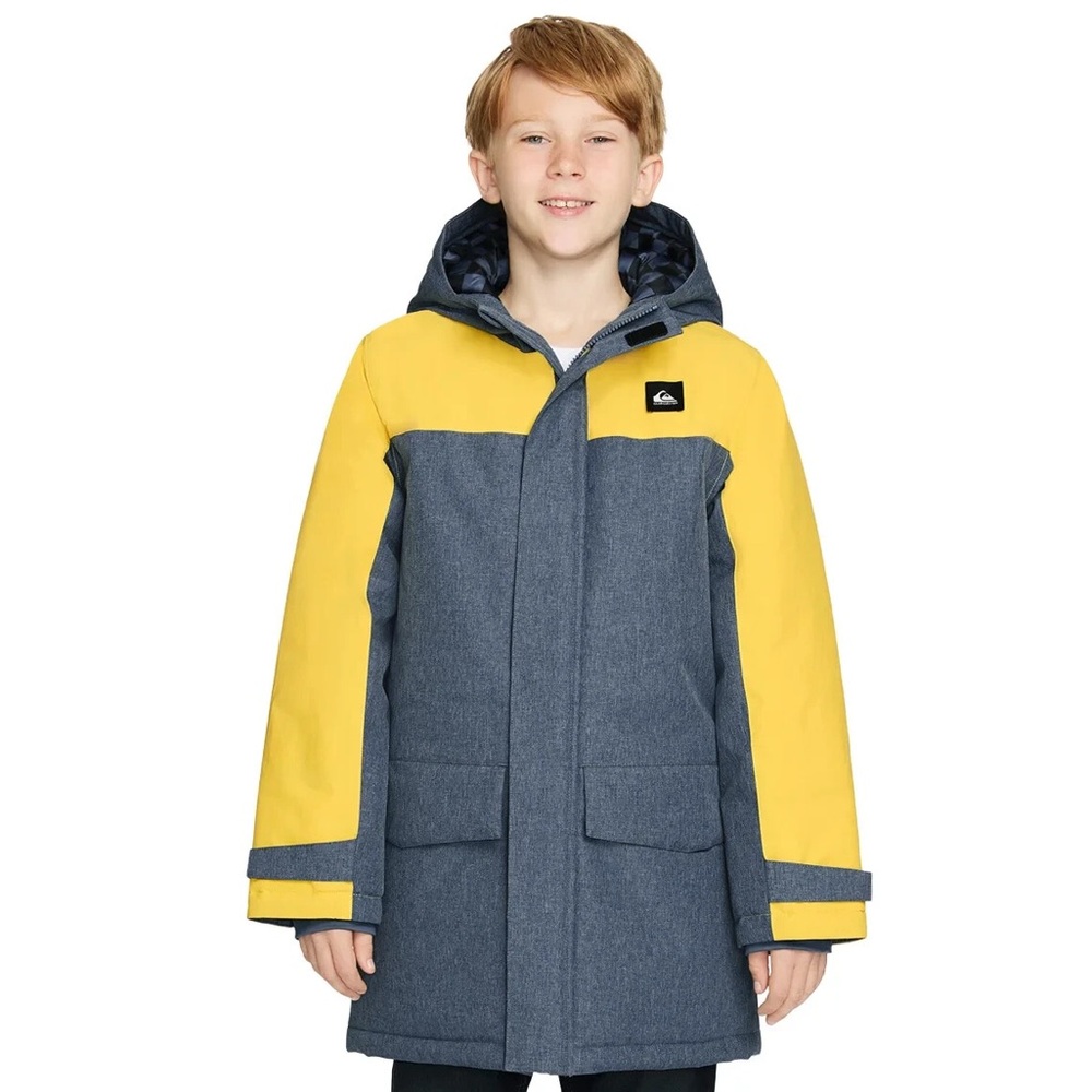 Quiksilver Kids Two-Tone Yellow and Gray Puffer Winter Jacket Large 14/16 NWT